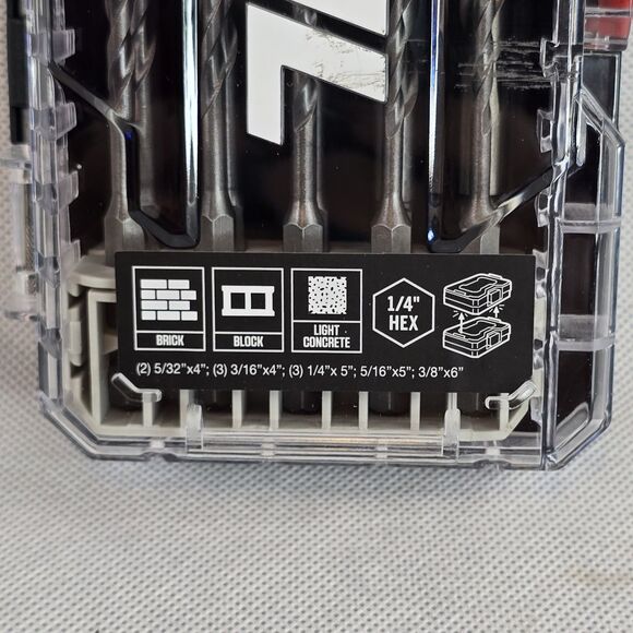 SKIL 10 Piece Hex Shank Carbide Hammer Drill Bit Set MDB5000 Concrete Brick - Picture 4 of 6